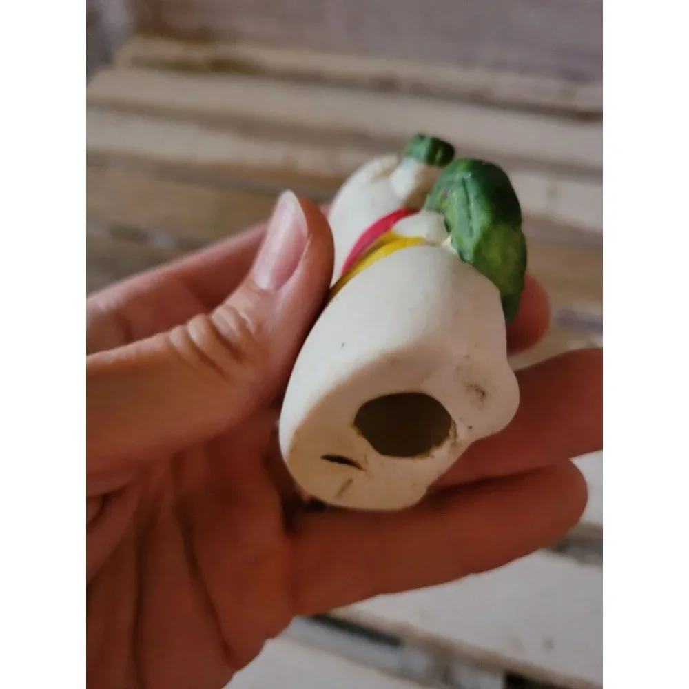 Vintage porcelain snowman wreath‎ ornament Xmas holiday tree home decor